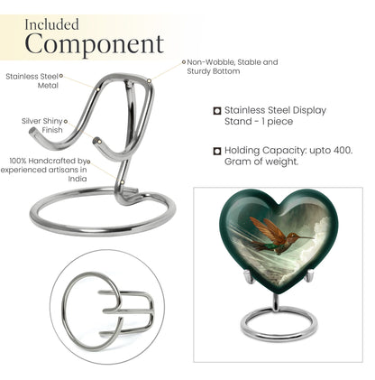 Heart-themed humming bird urn for adult male cremation