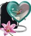Heart-shaped 10 inch humming bird urn for men