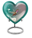 Heart-shaped 10 inch humming bird urn for men