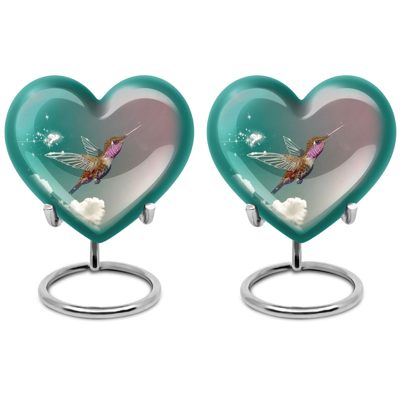 Heart-shaped 10 inch humming bird urn for men