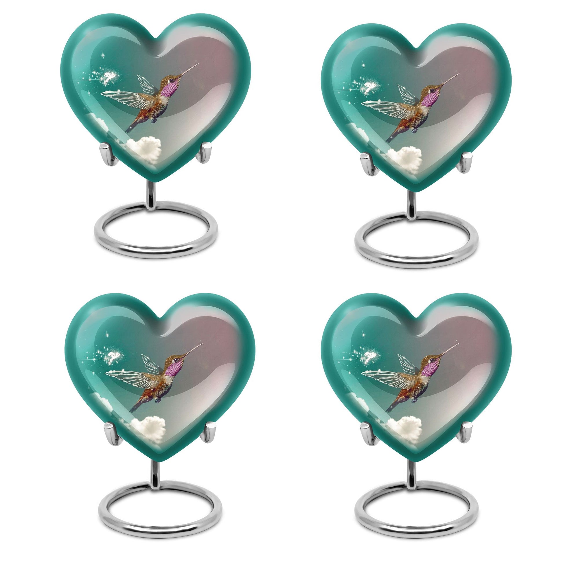 Heart-shaped 10 inch humming bird urn for men