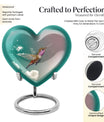 Heart-shaped 10 inch humming bird urn for men