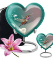 Heart-shaped 10 inch humming bird urn for men
