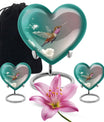 Heart-shaped 10 inch humming bird urn for men