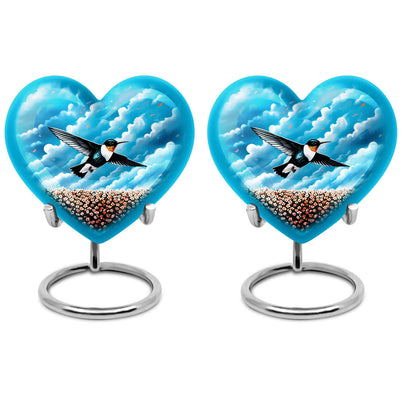 heart-themed hummingbird urn 