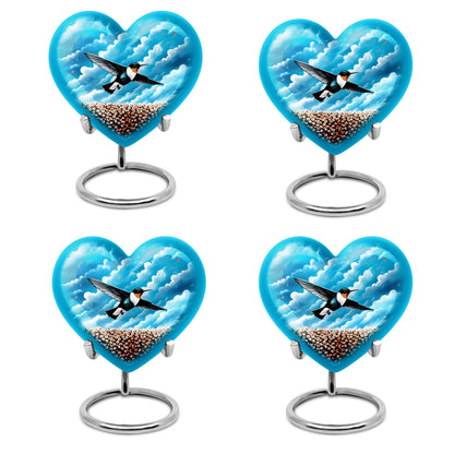 heart-themed hummingbird urn 