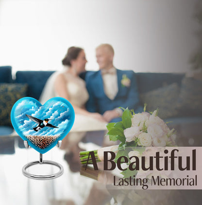 heart-themed hummingbird urn 