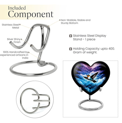 Heart-shaped humming bird urn