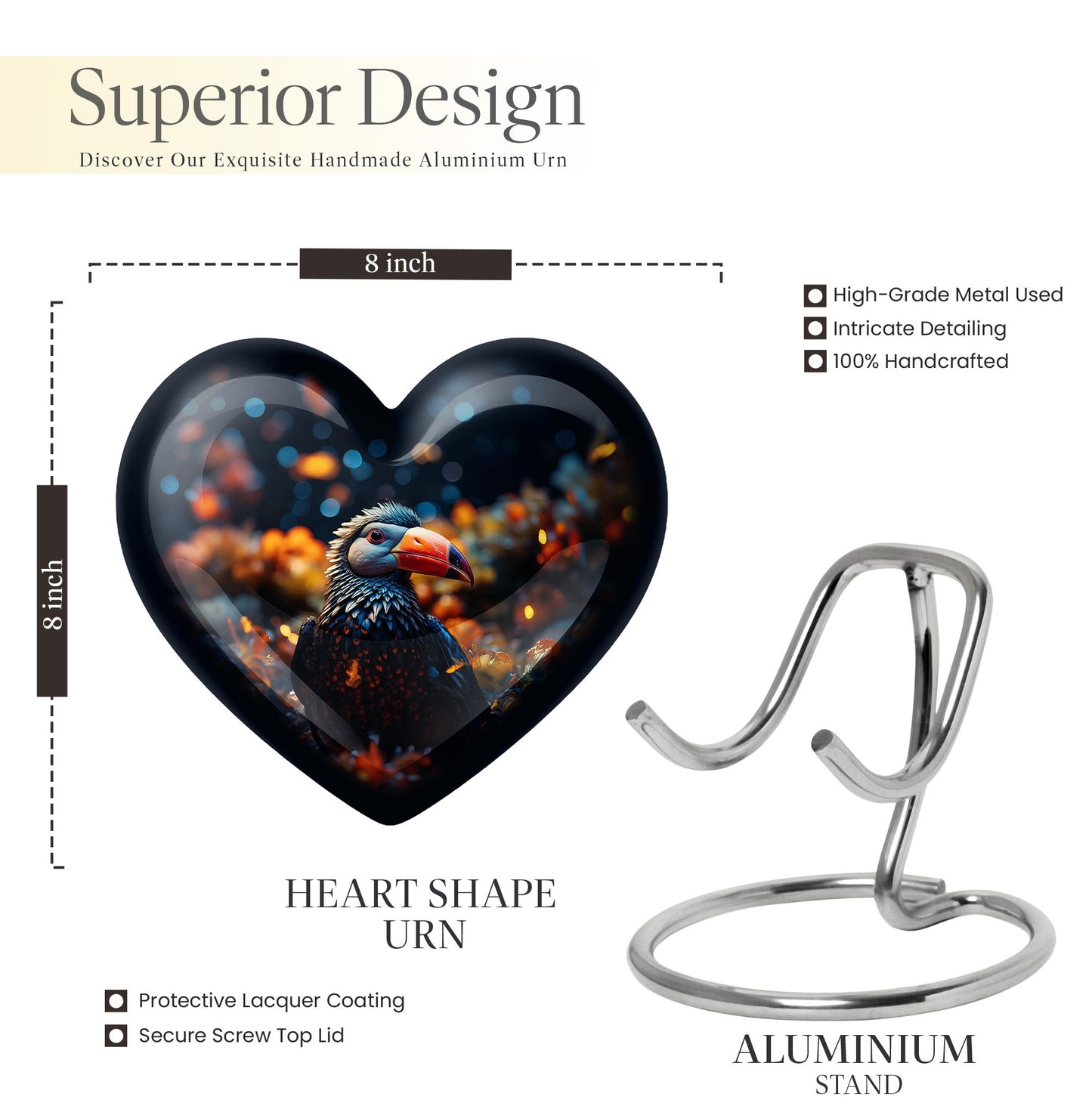 10-inch abstract design heart-shaped Toucans 
