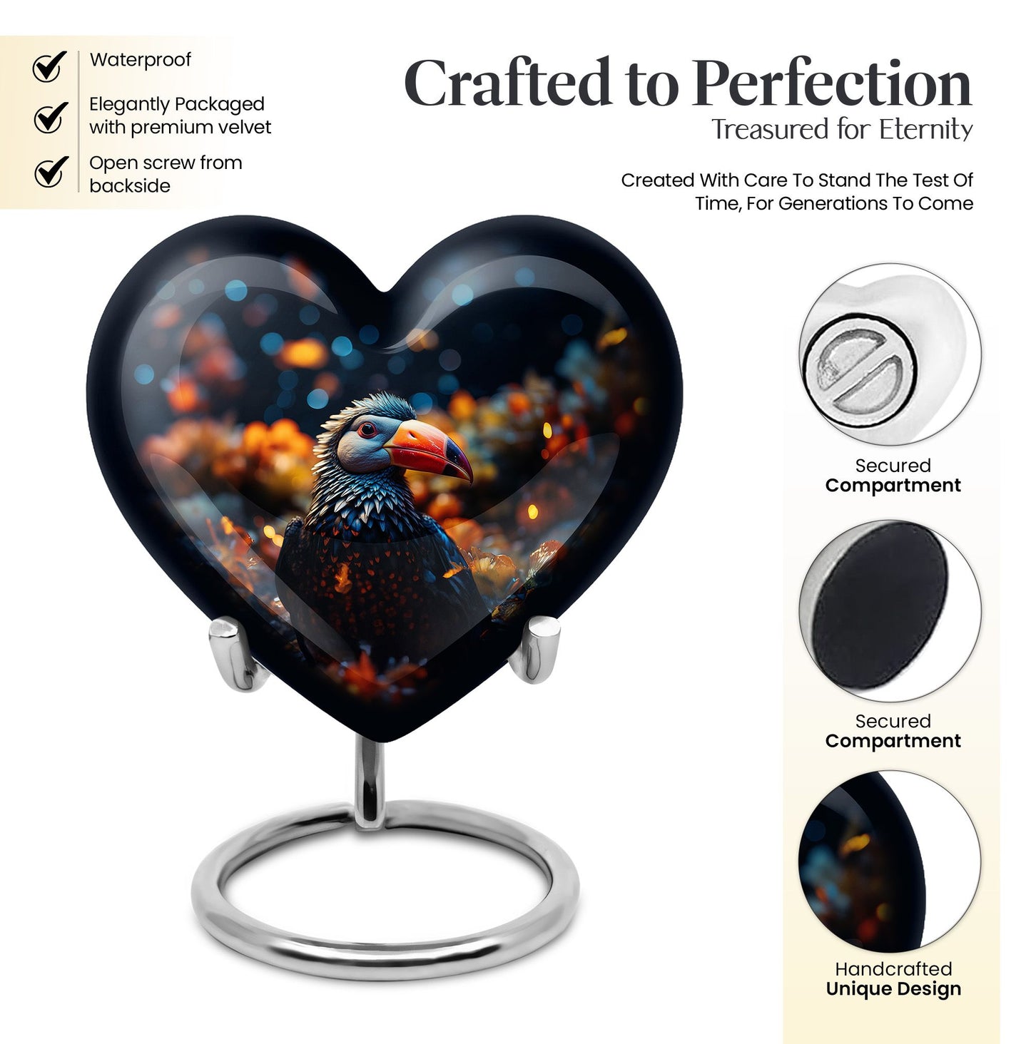 10-inch abstract design heart-shaped Toucans 