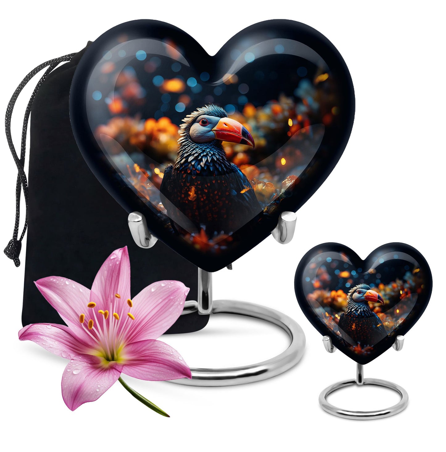 10-inch abstract design heart-shaped Toucans 