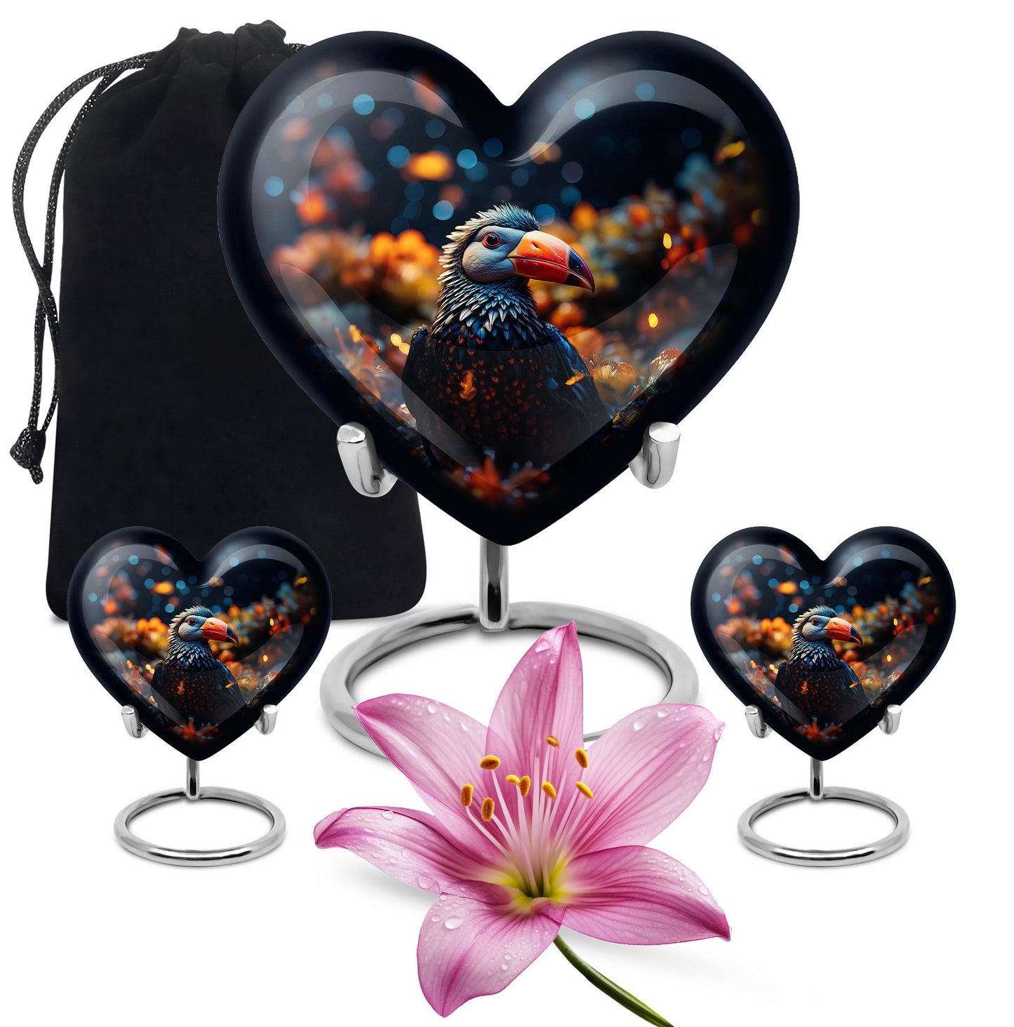 10-inch abstract design heart-shaped Toucans 