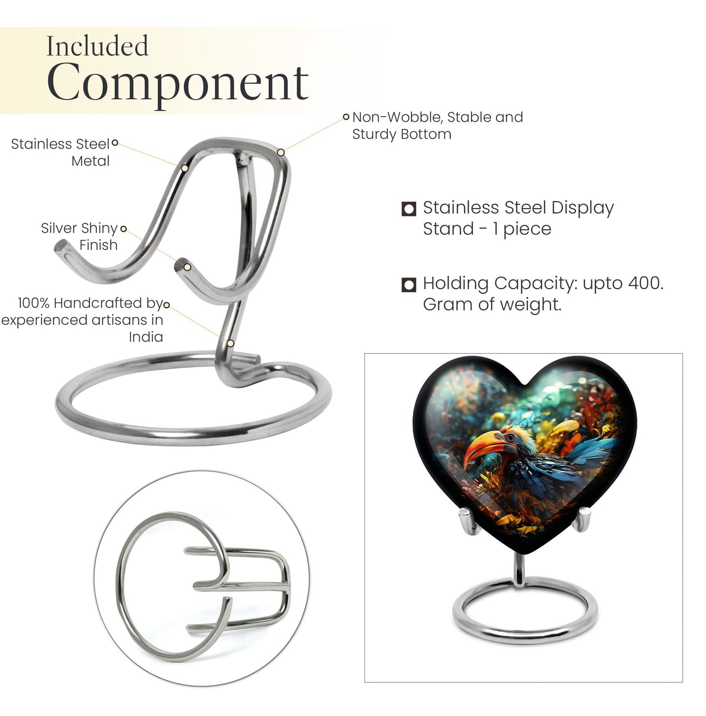 Heart Toucans Urn for adult male ashes