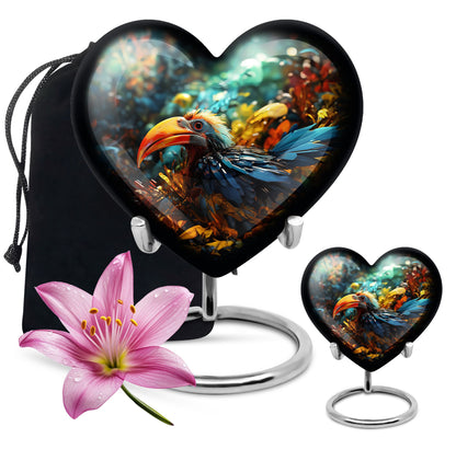 Heart Toucans Urn for adult male ashes
