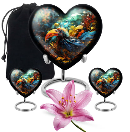 Heart Toucans Urn for adult male ashes