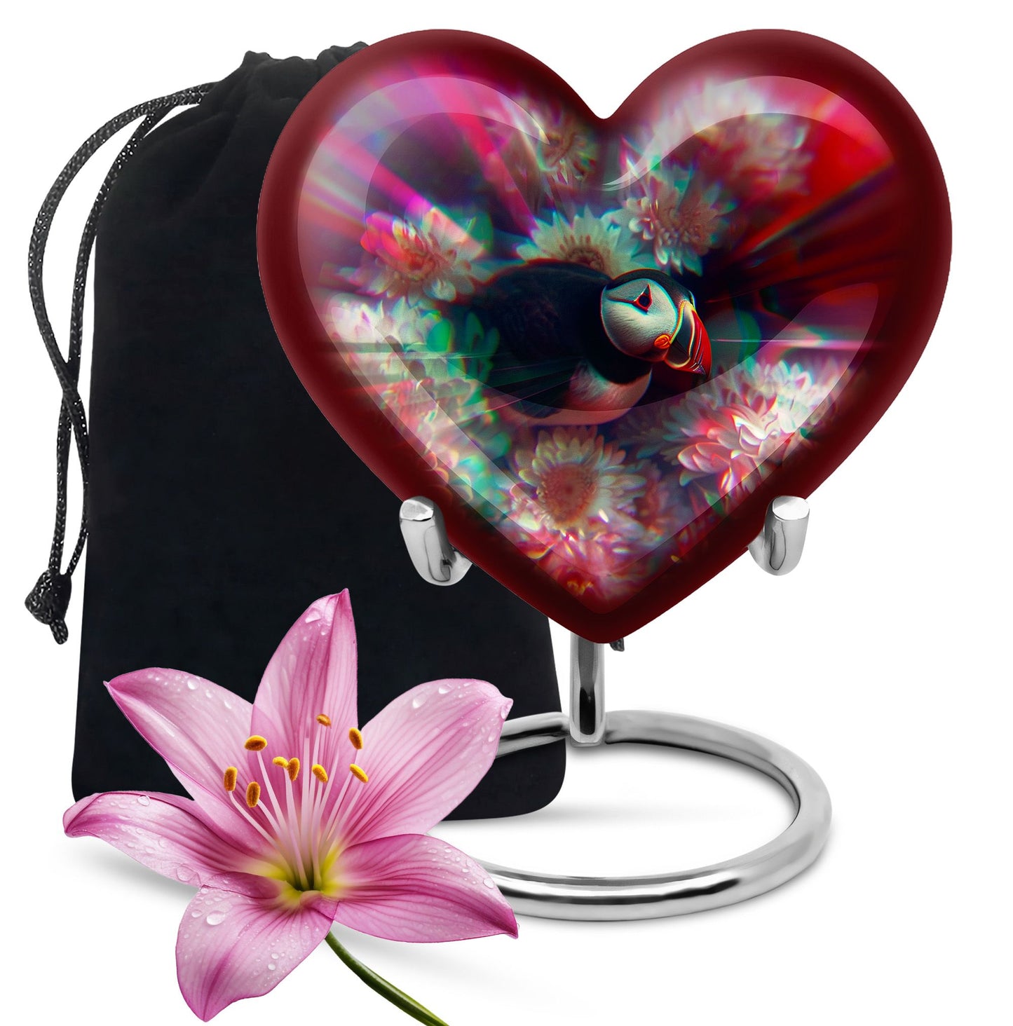 Toucans Urn, heart-shaped