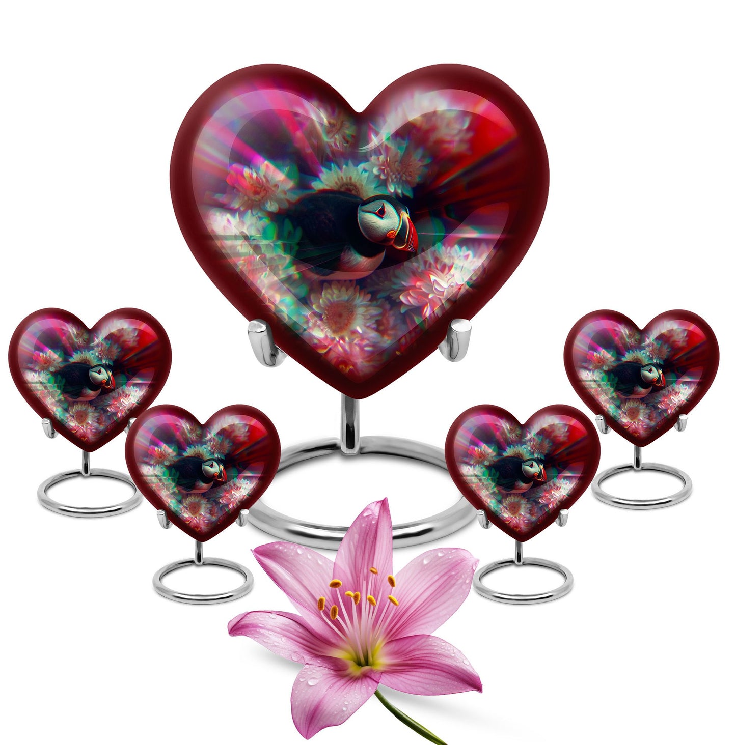 Toucans Urn, heart-shaped