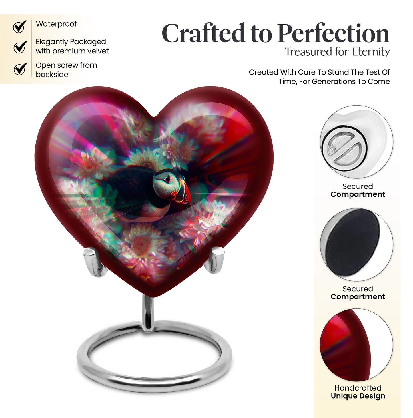 Toucans Urn, heart-shaped