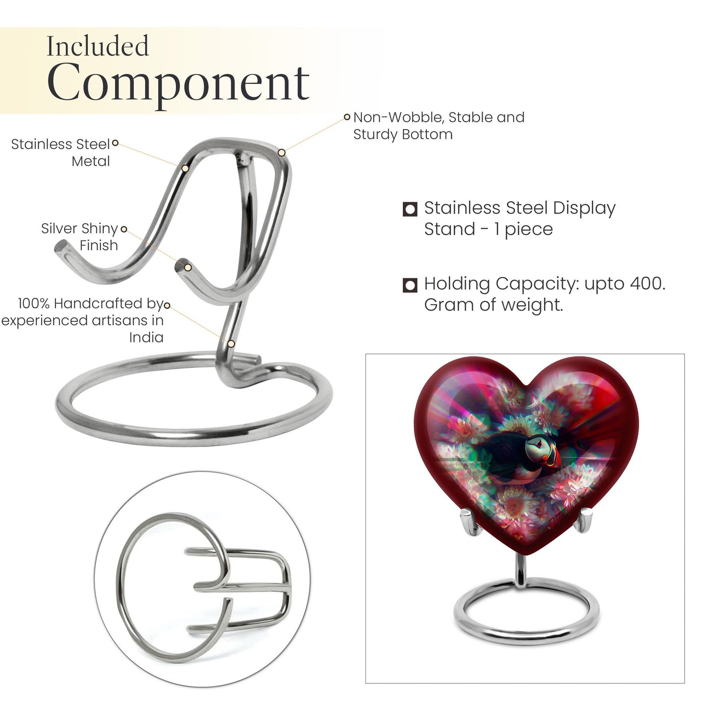Toucans Urn, heart-shaped