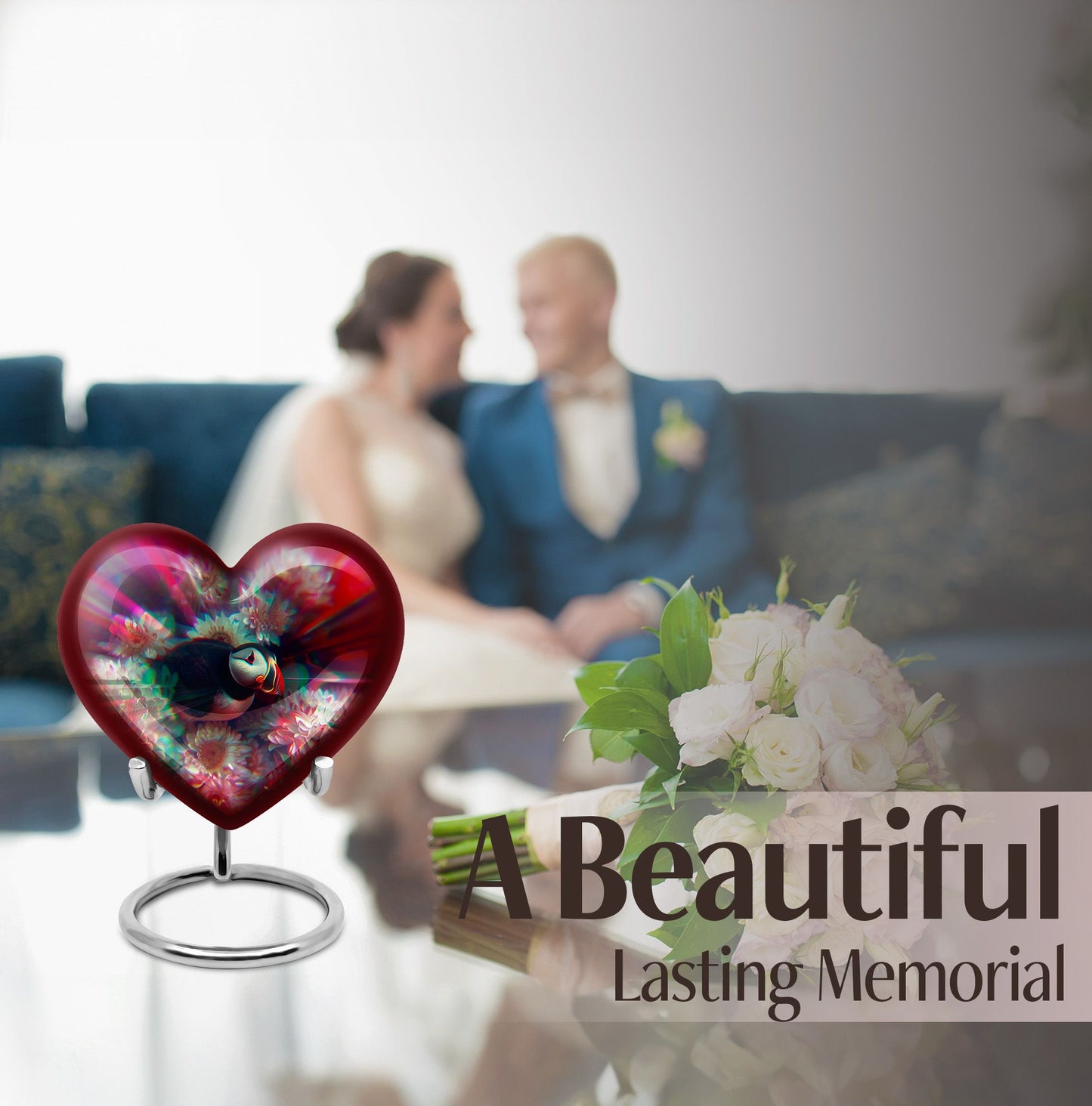 Toucans Urn, heart-shaped