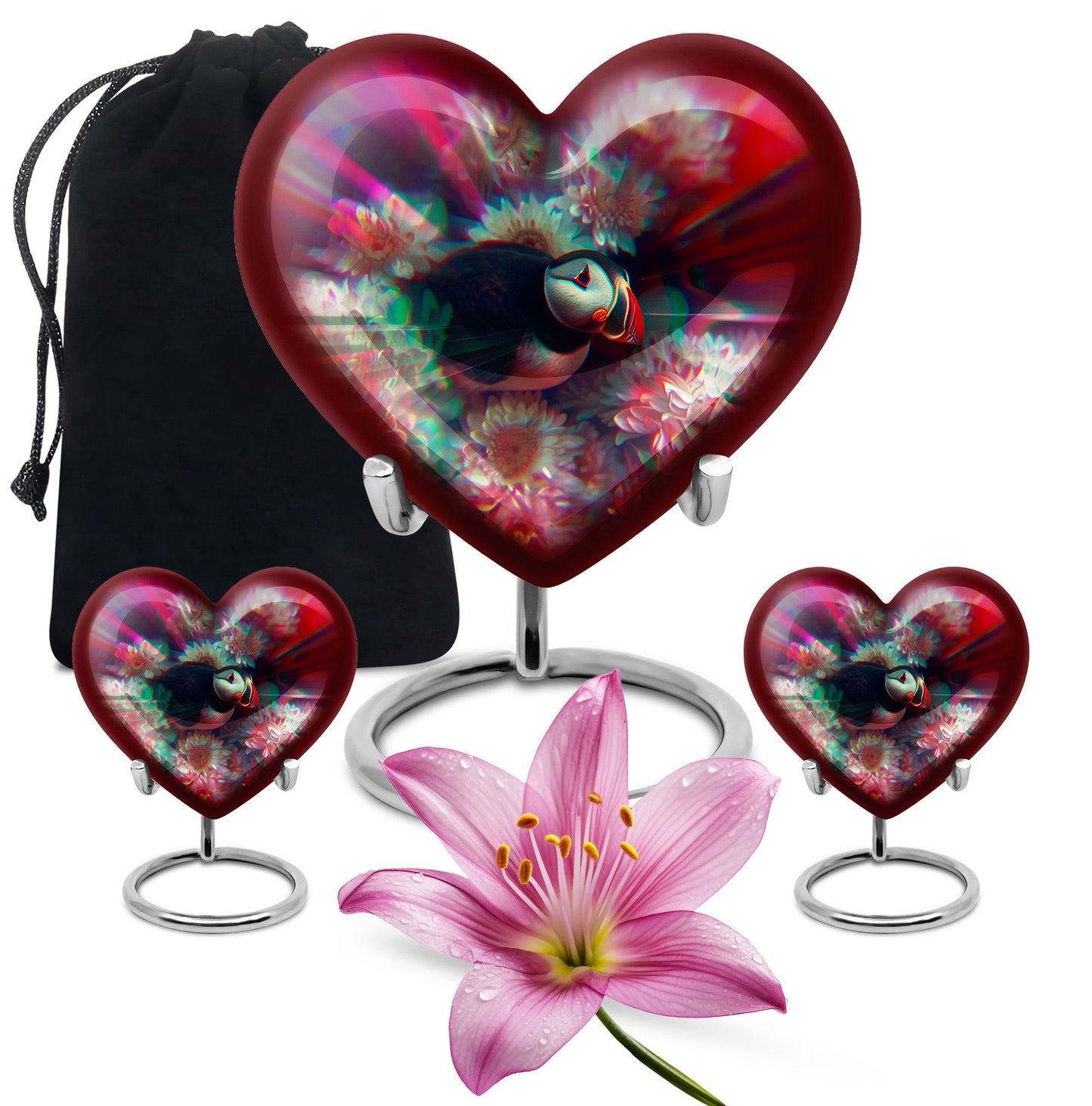 Toucans Urn, heart-shaped