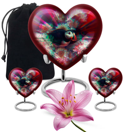 Toucans Urn, heart-shaped
