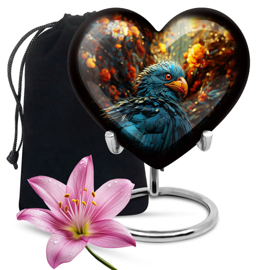 heart-shaped toucans urn