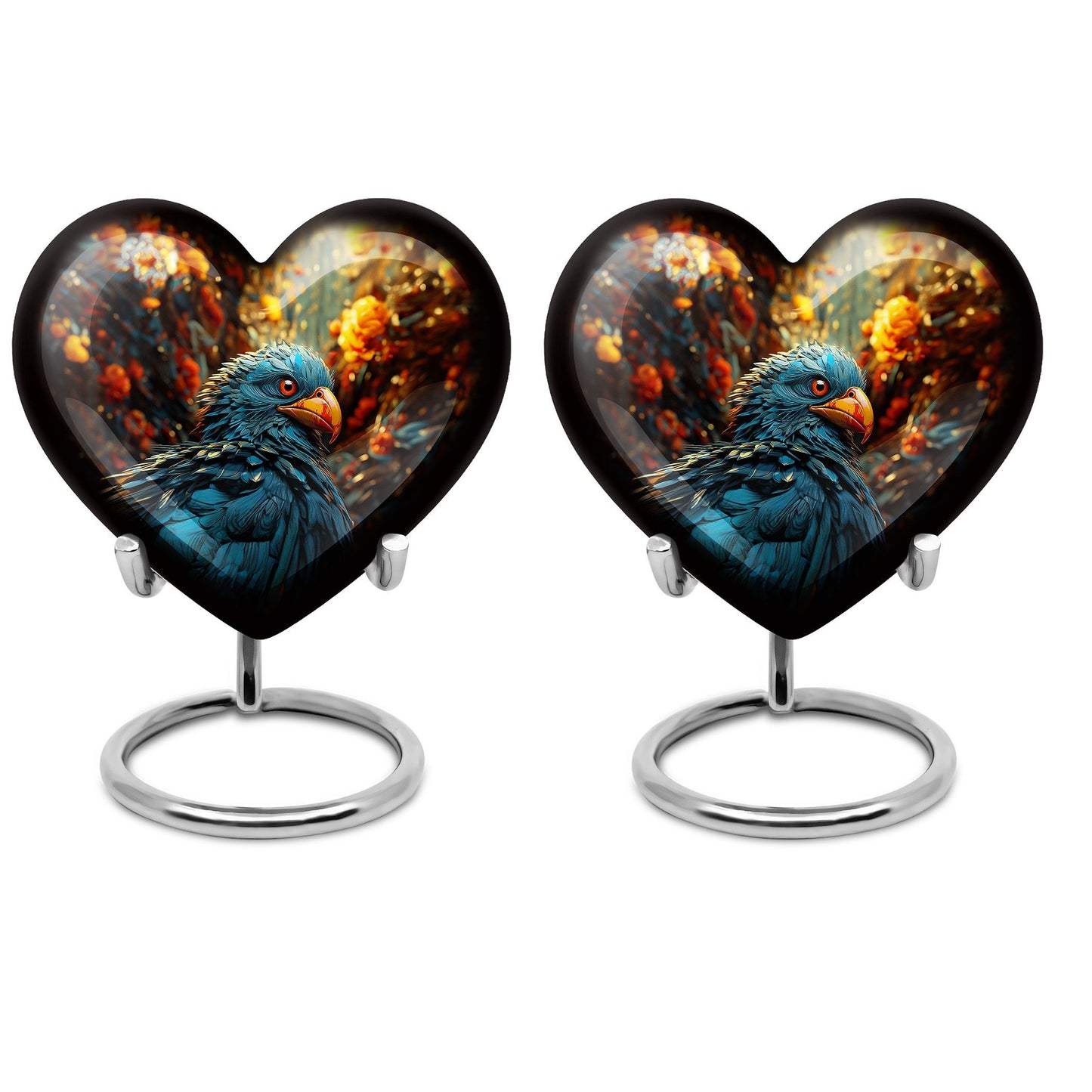 heart-shaped toucans urn