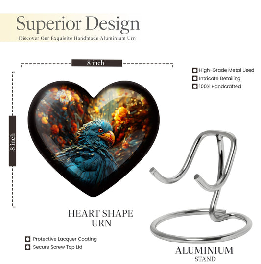 heart-shaped toucans urn