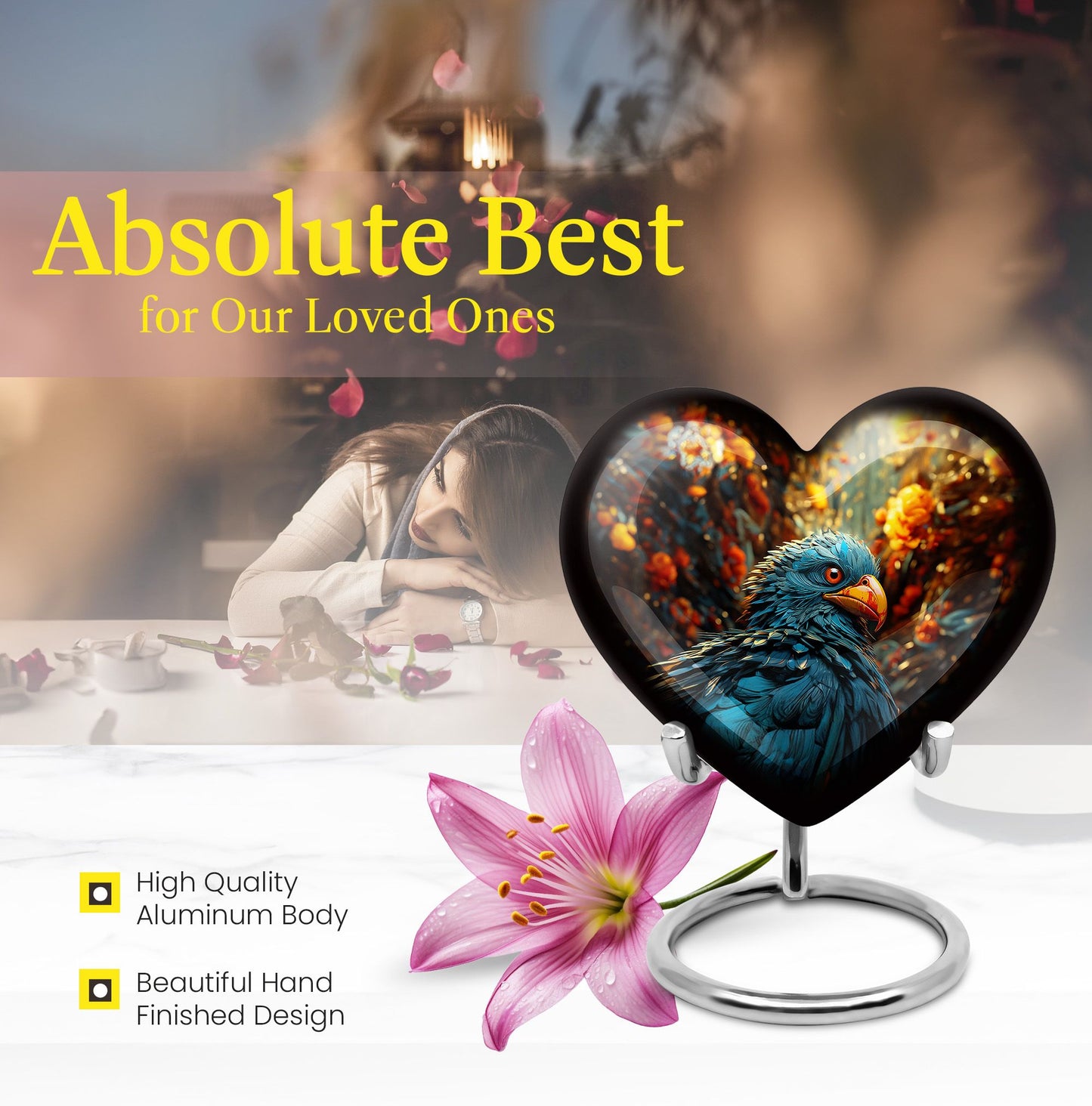 heart-shaped toucans urn
