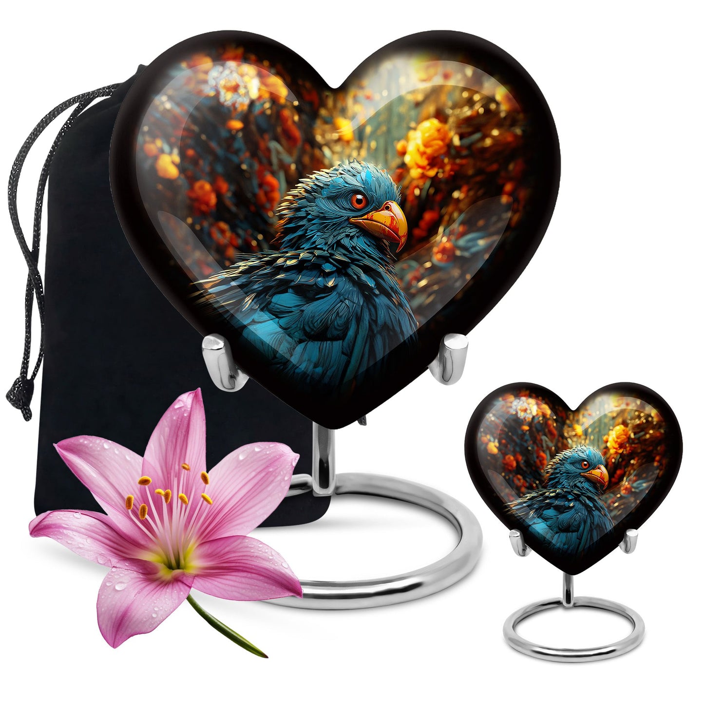 heart-shaped toucans urn