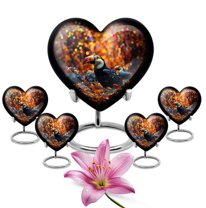 heart-shaped Toucans urn