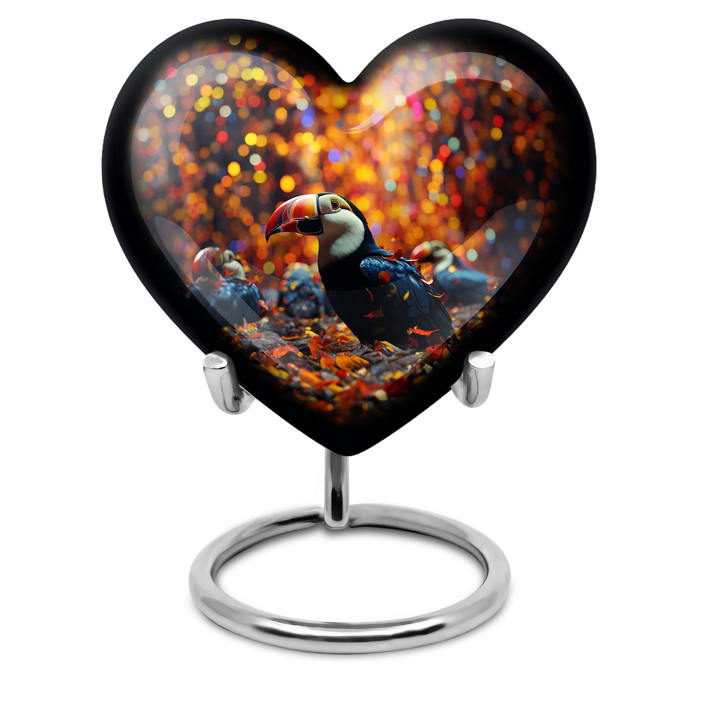 heart-shaped Toucans urn
