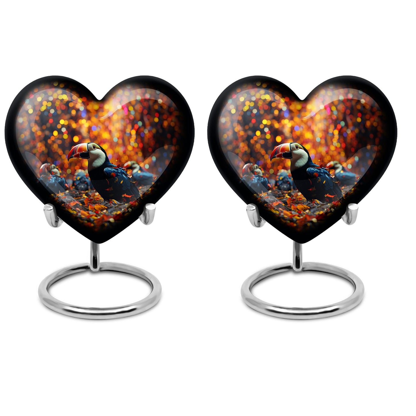 heart-shaped Toucans urn
