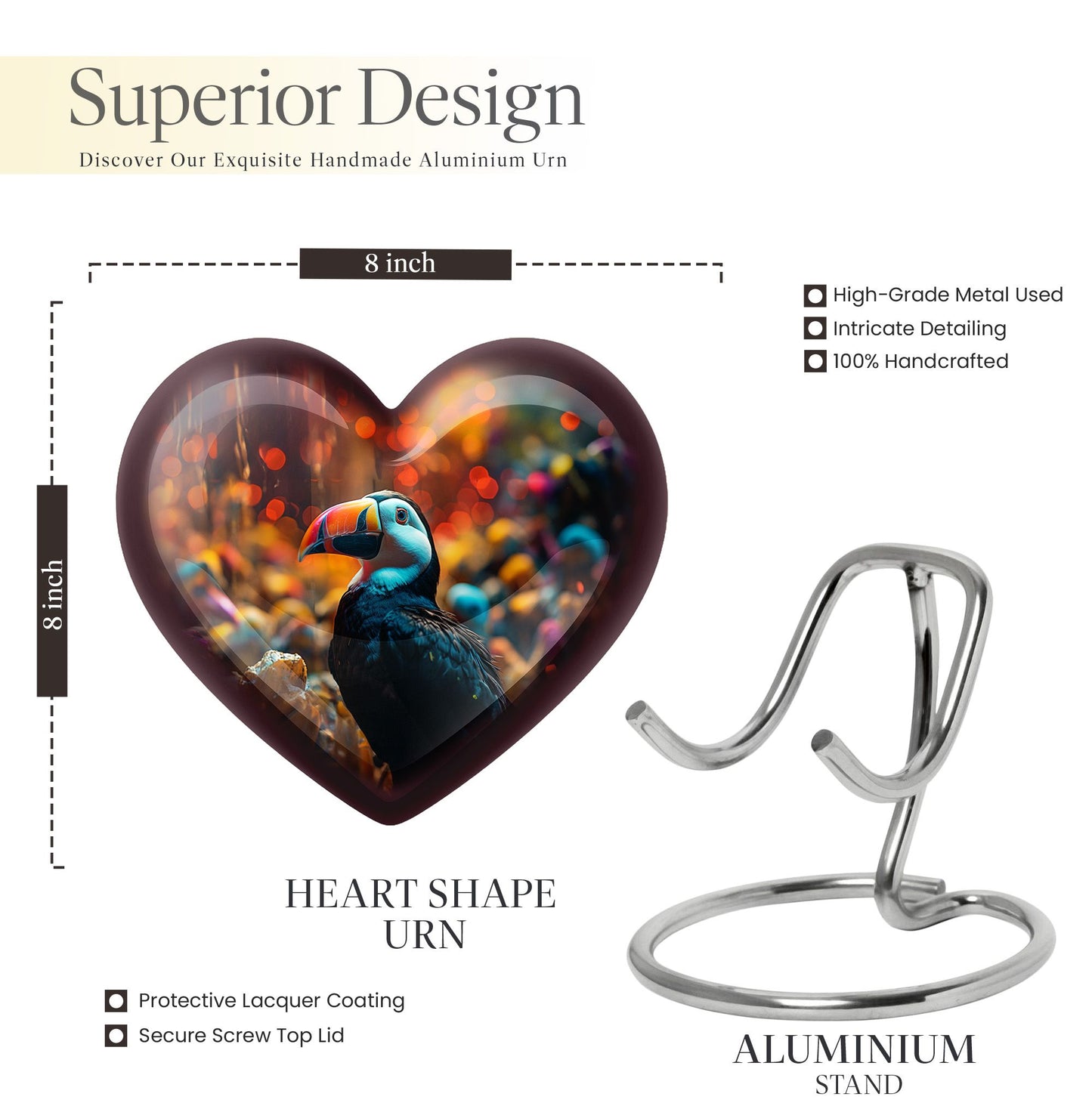 heart-shaped Toucans urn