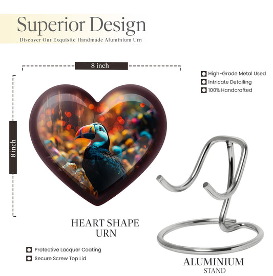 heart-shaped Toucans urn