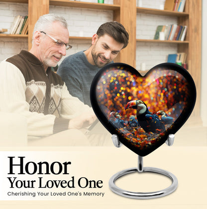 heart-shaped Toucans urn