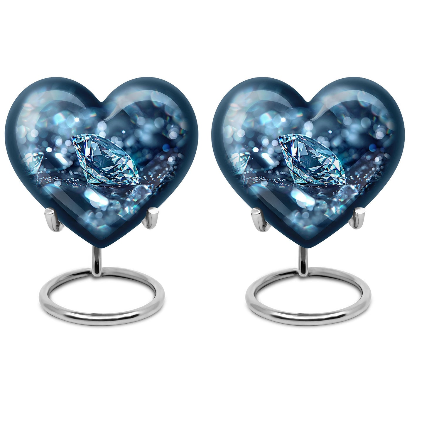 Heart-shaped diamond urn for cremation ashes