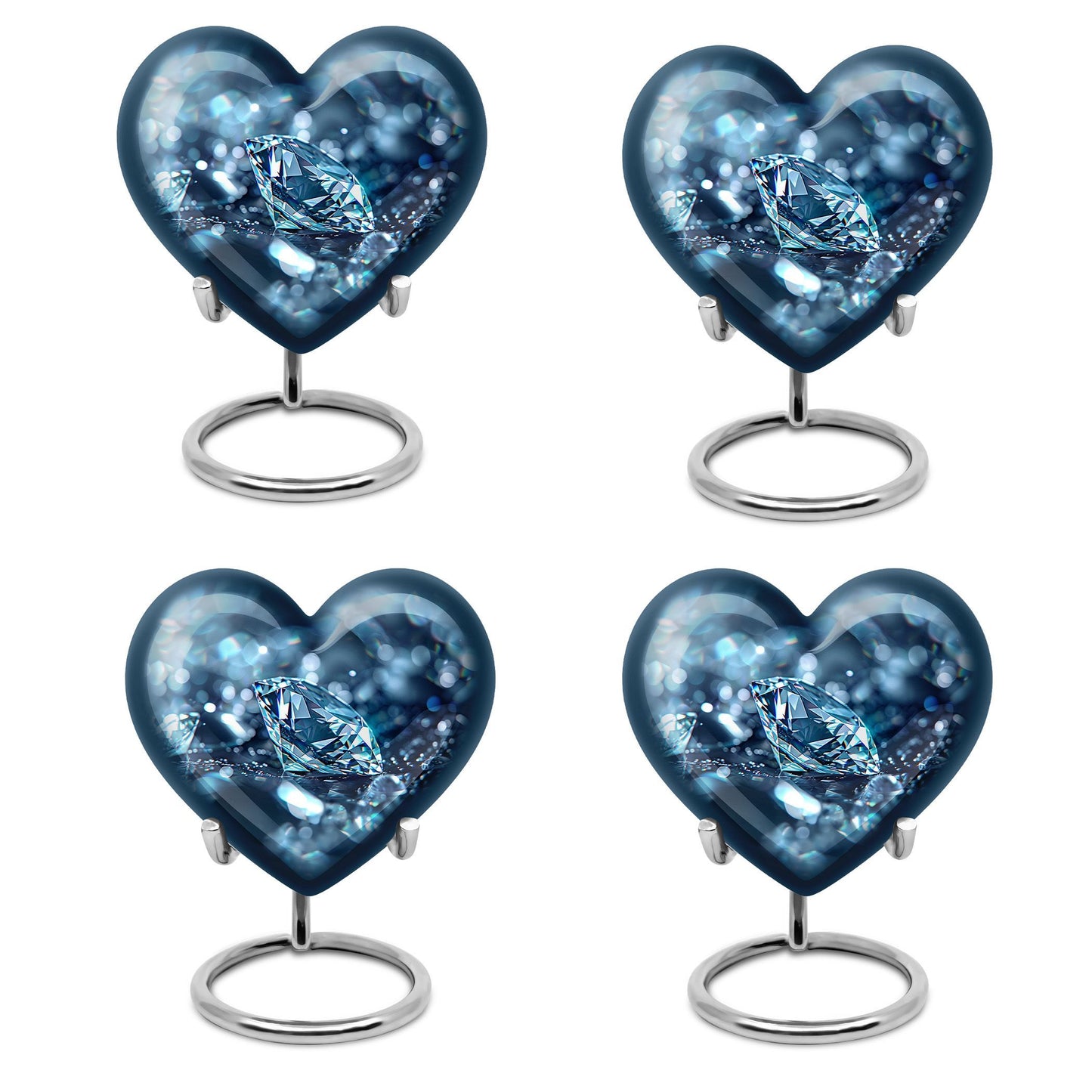 Heart-shaped diamond urn for cremation ashes