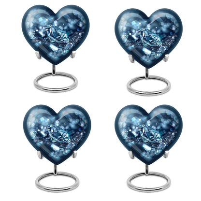 Heart-shaped diamond urn for cremation ashes