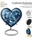 Heart-shaped diamond urn for cremation ashes