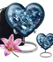 Heart-shaped diamond urn for cremation ashes