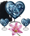 Heart-shaped diamond urn for cremation ashes