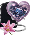Handcrafted 10-inch diamond heart urn, memorial large 