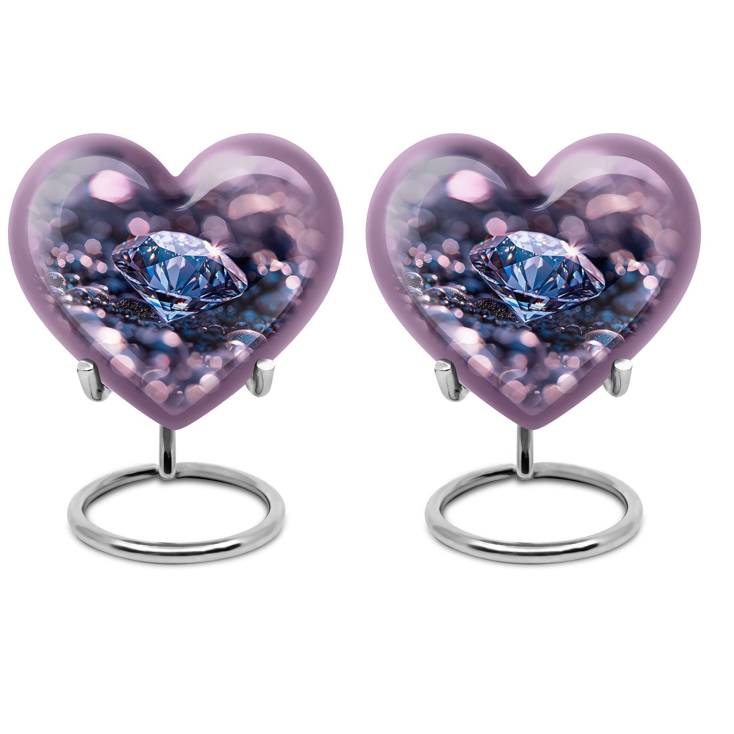 Handcrafted 10-inch diamond heart urn, memorial large 
