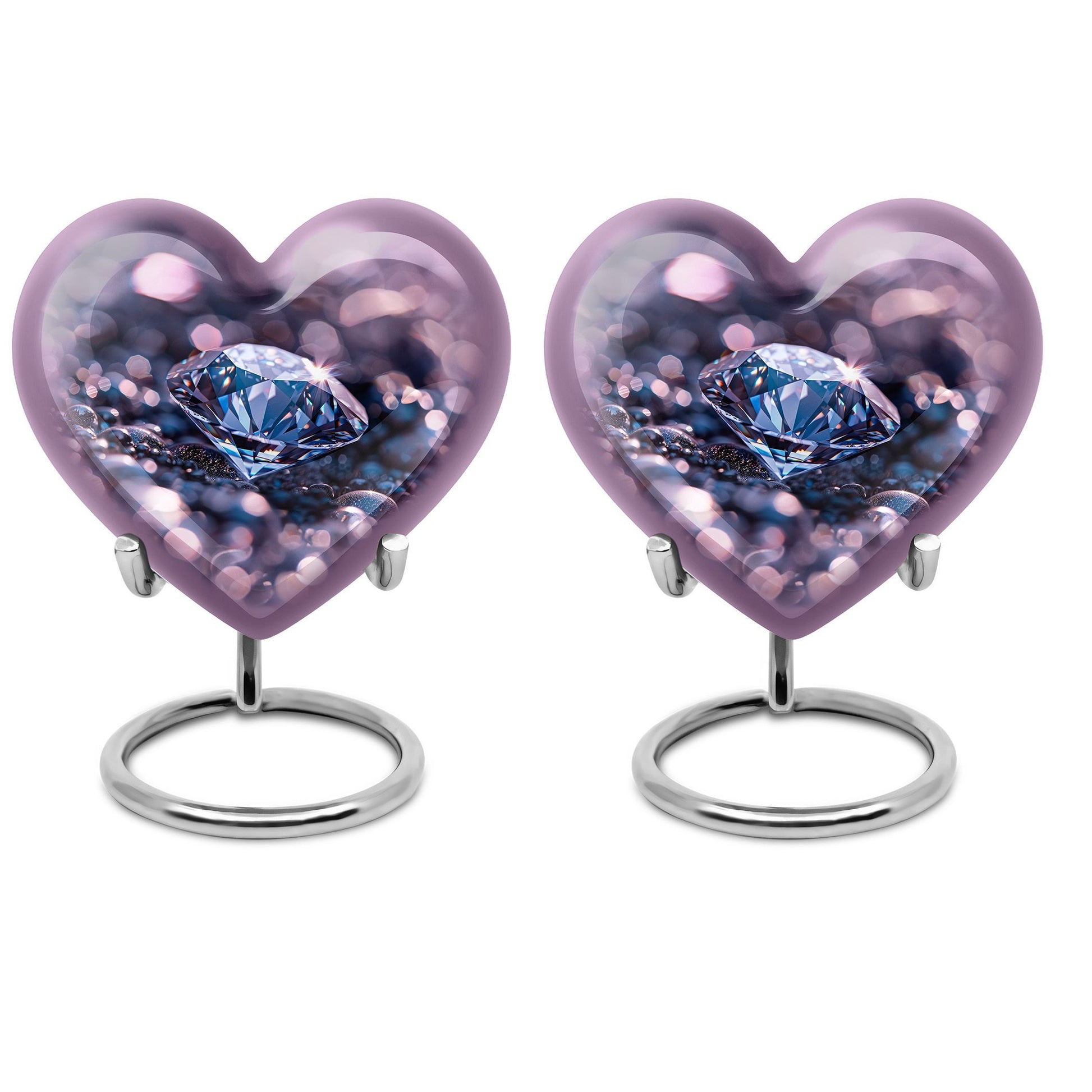 Handcrafted 10-inch diamond heart urn, memorial large 