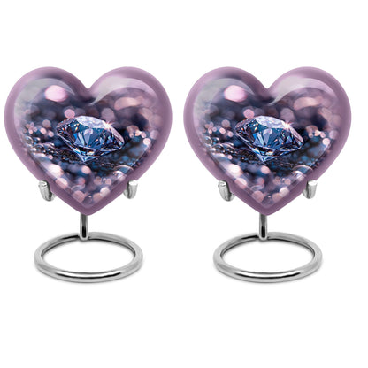 Handcrafted 10-inch diamond heart urn, memorial large 