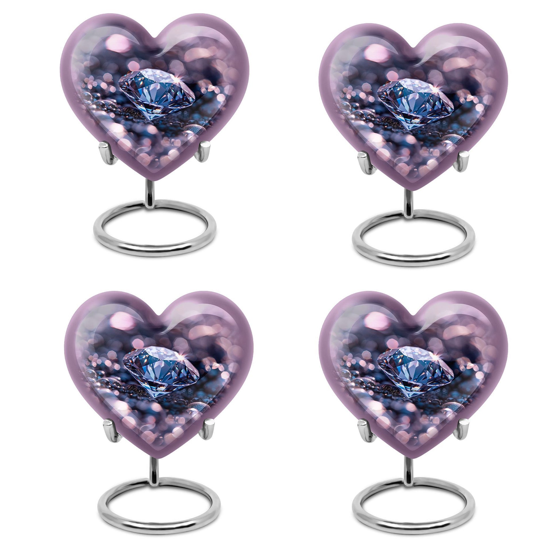 Handcrafted 10-inch diamond heart urn, memorial large 