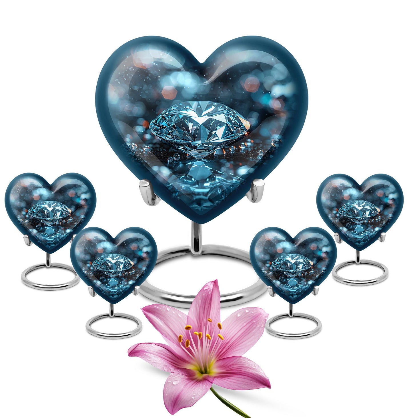 heart-shaped diamond cremation urn for ashes