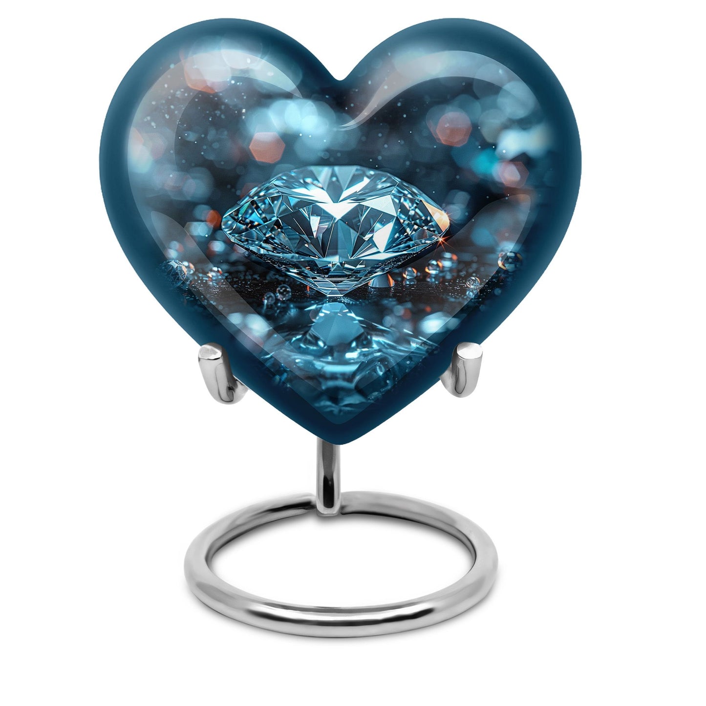 heart-shaped diamond cremation urn for ashes